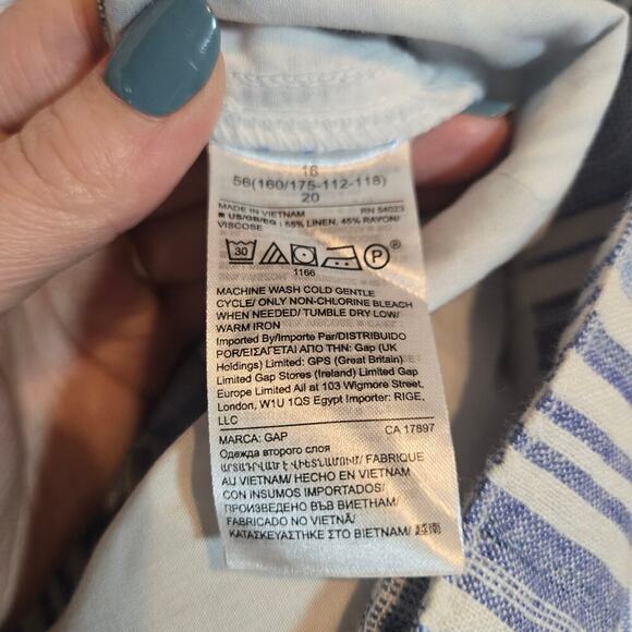 GAP Linen Bld Striped Nautical Coastal Tie Belt Wide Leg High Rise Pants 16 - Picture 10 of 11